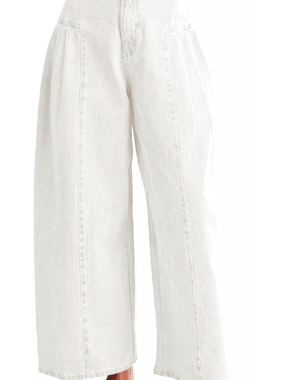 High-Waist Wide Leg White Jeans
